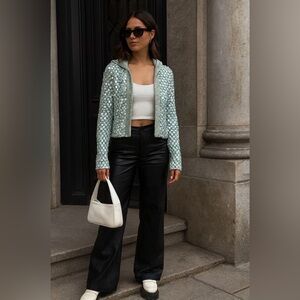 Iisli NY Sequin Wool Hoodie Sweater Size 6 – Light Blue Sparkle